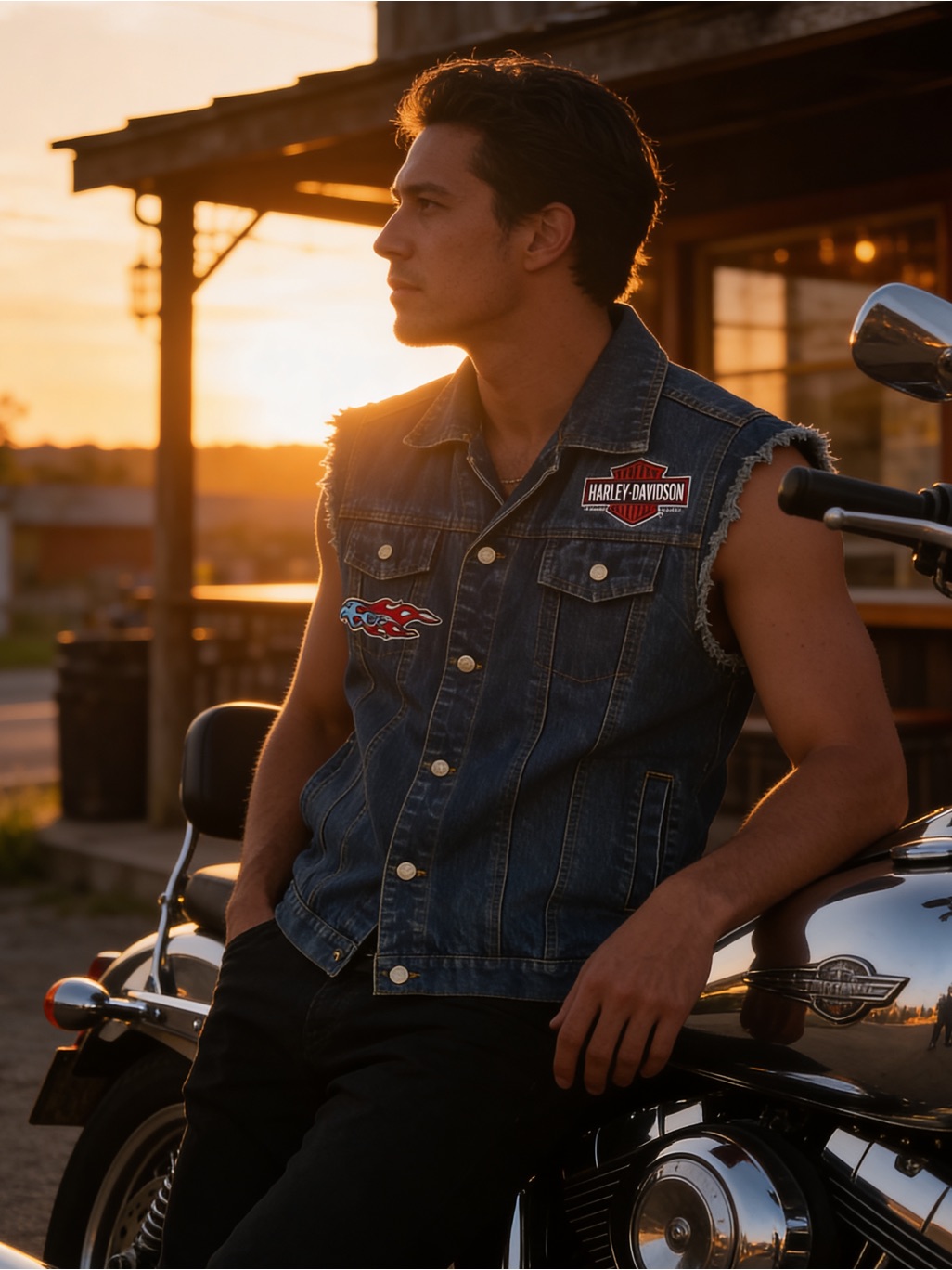 Harley Davidson Denim Vest Size 18
